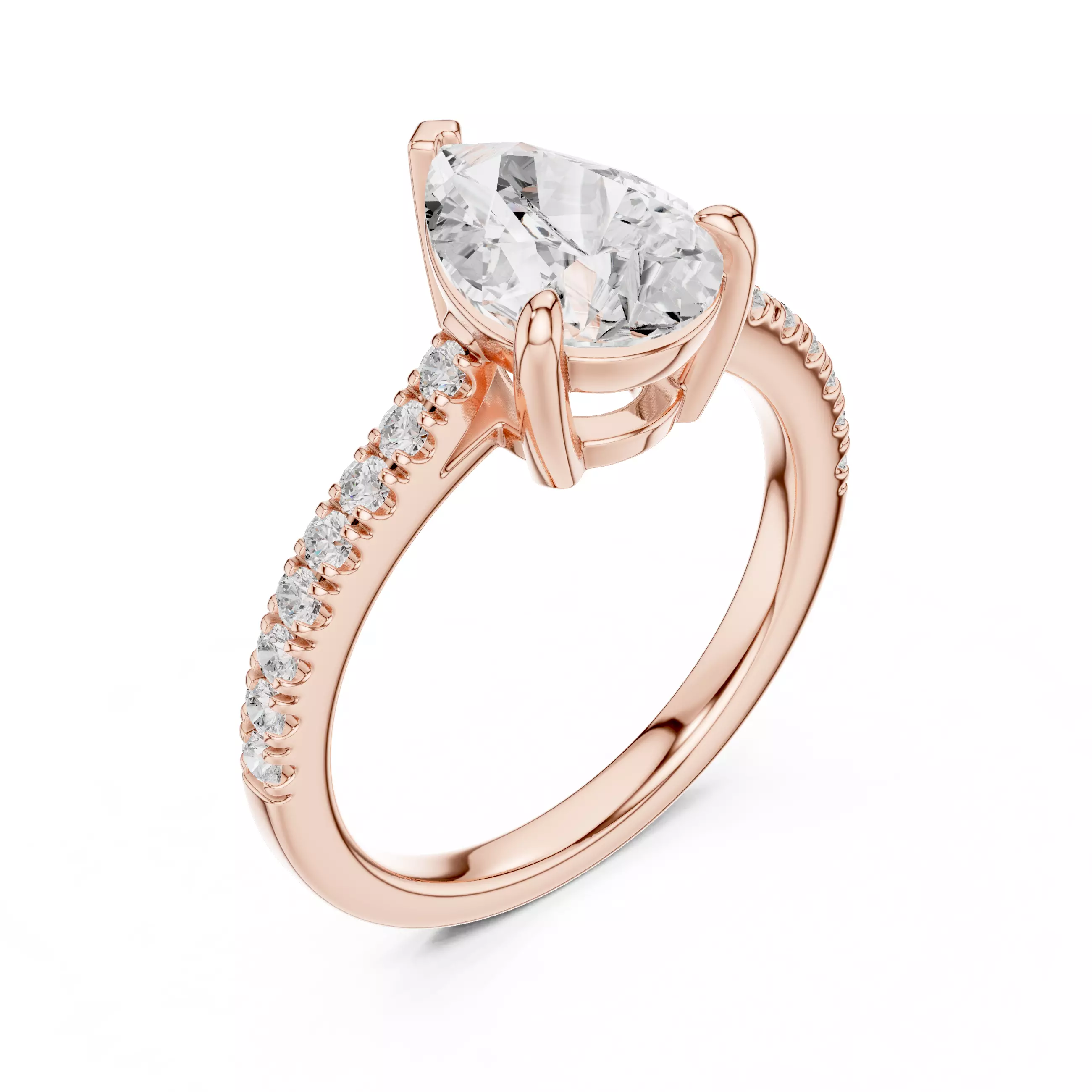 2CT Pear Cut Diamond Engagement Wedding Ring 3DM STL Video 3D print model_4