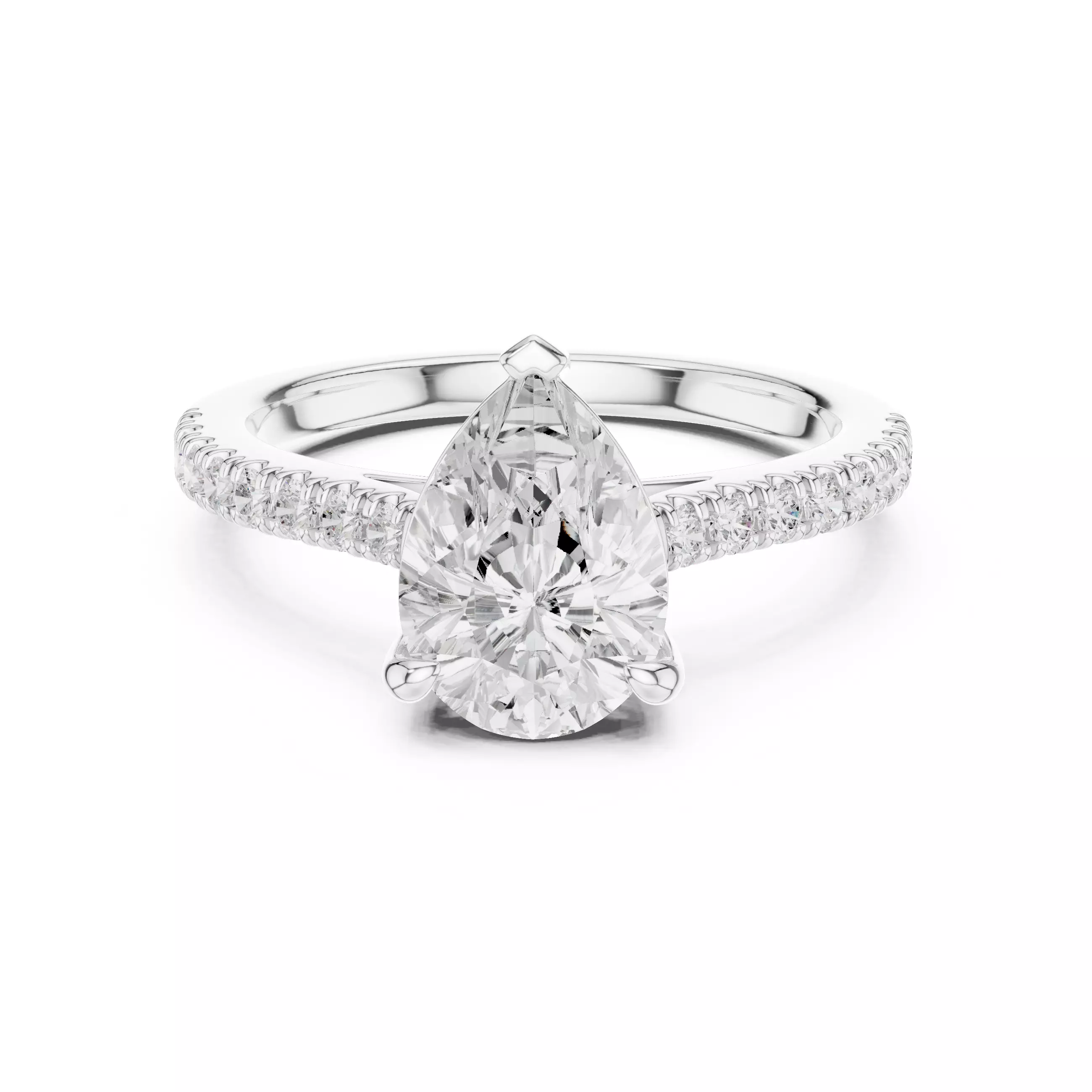 2CT Pear Cut Diamond Engagement Wedding Ring 3DM STL Video 3D print model_2