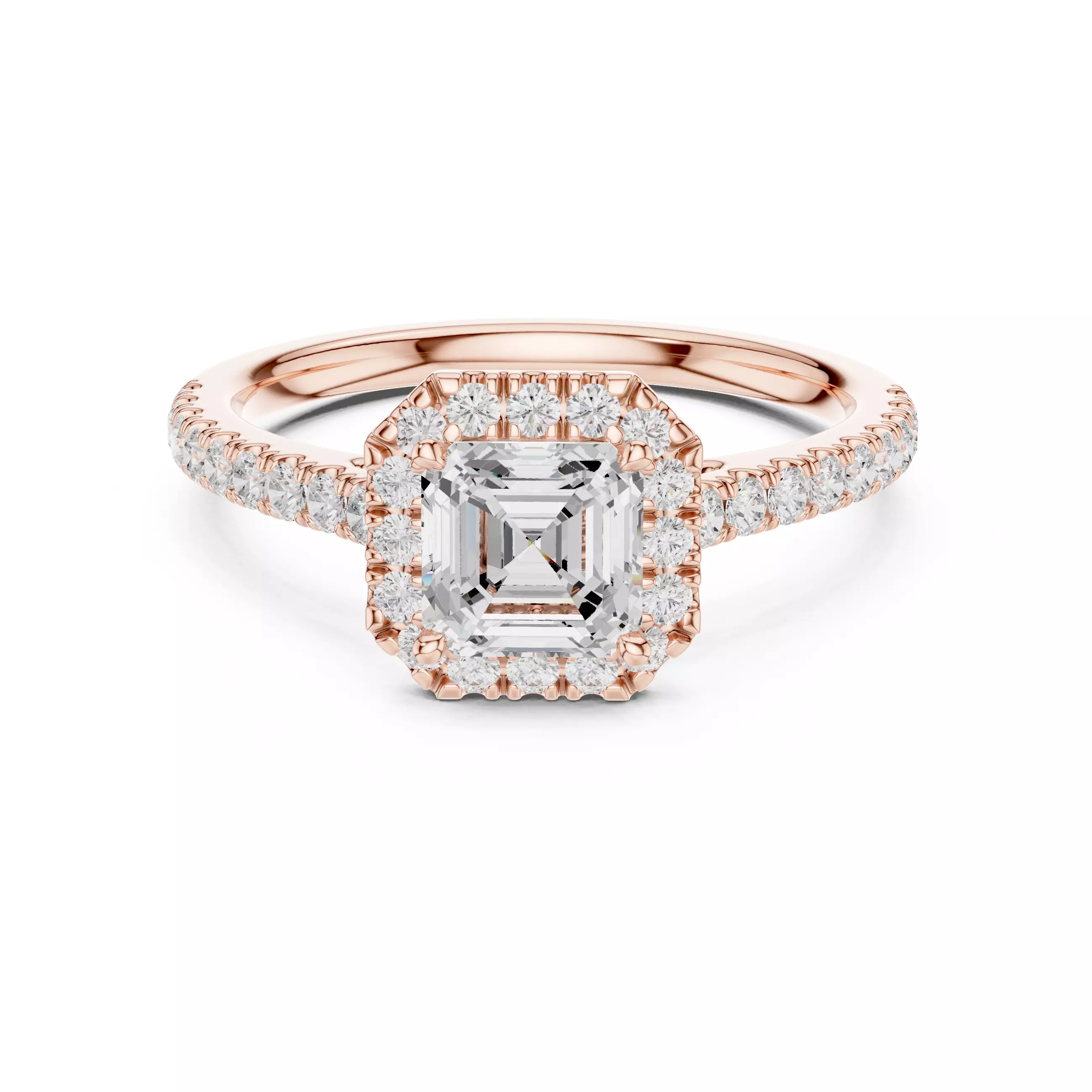 Asscher Cut Halo Diamond Engagement Wedding Ring 3DM STL Video 3D print model