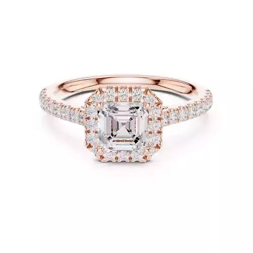 Asscher Cut Halo Diamond Engagement Wedding Ring 3DM STL Video