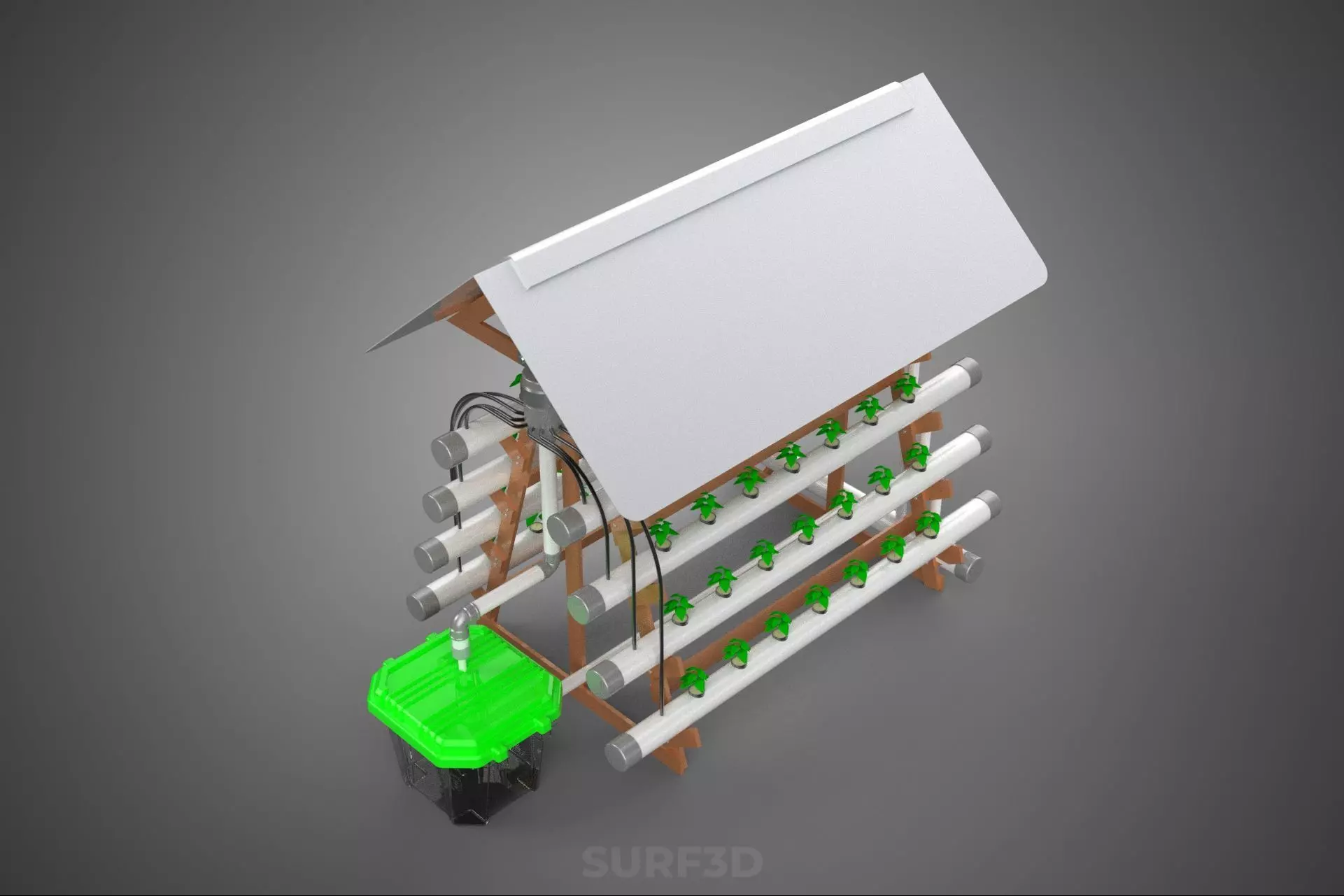 VERTICAL HYDROPONIC SOILLESS POT PLANT GROW WATER TANK RESERVOIR 3D model_2