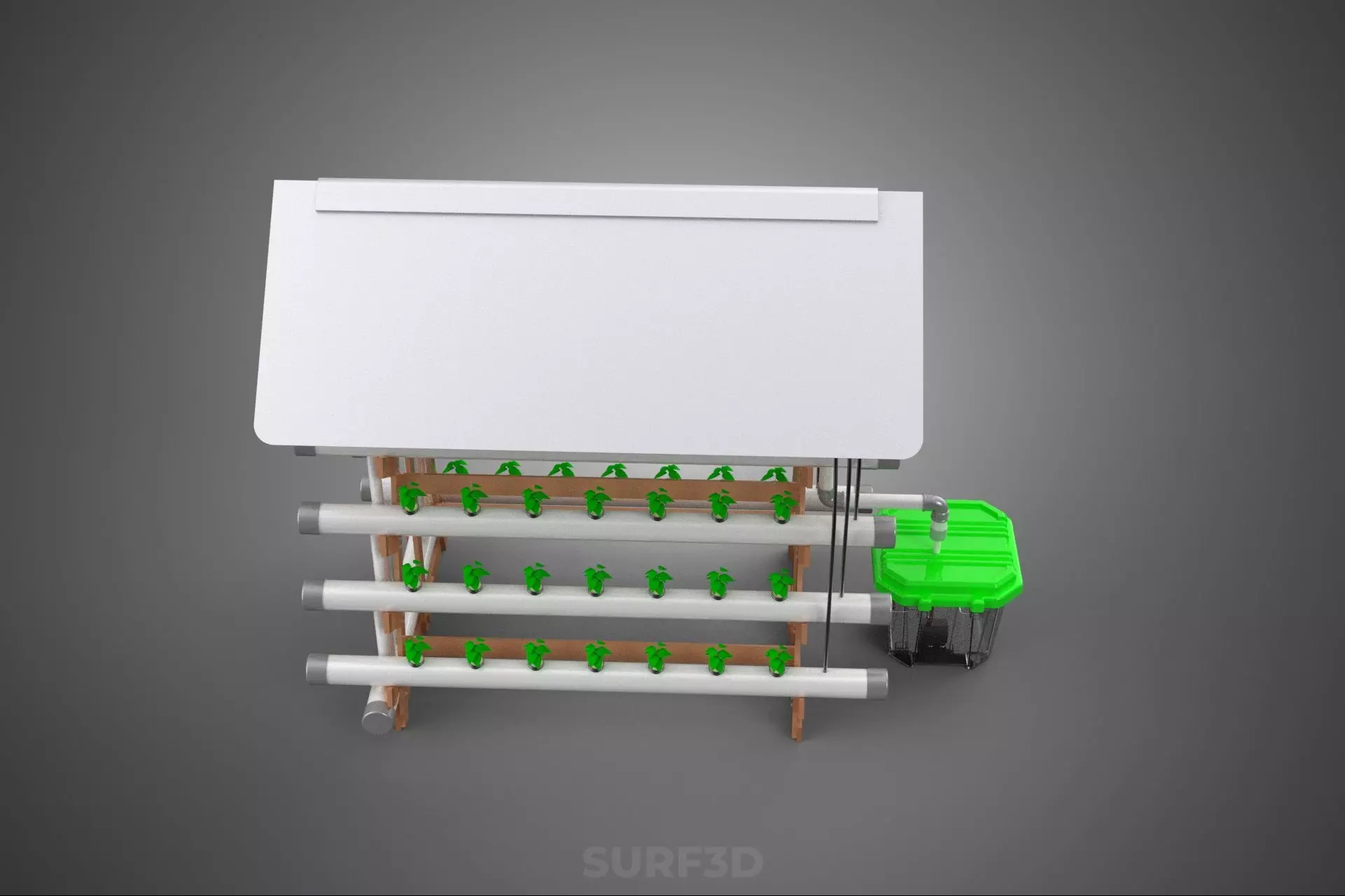 VERTICAL HYDROPONIC SOILLESS POT PLANT GROW WATER TANK RESERVOIR 3D model_7