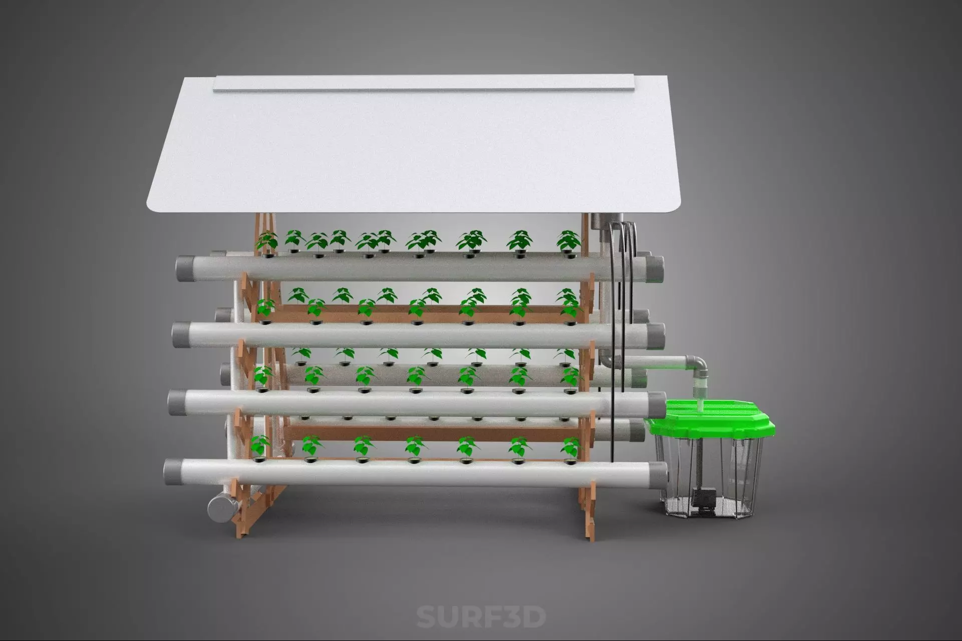 VERTICAL HYDROPONIC SOILLESS POT PLANT GROW WATER TANK RESERVOIR 3D model_15