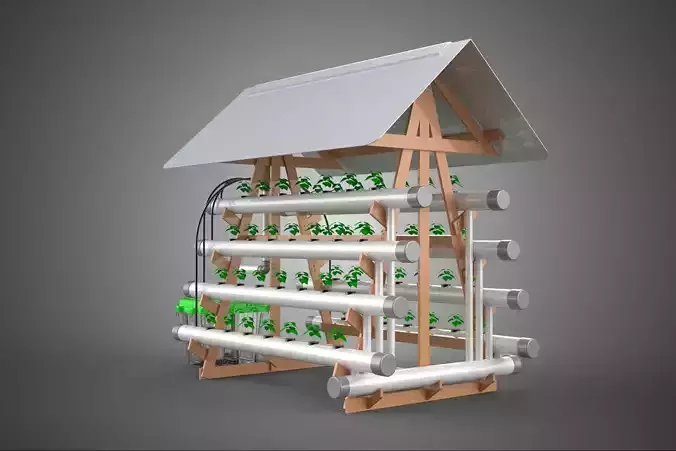 VERTICAL HYDROPONIC SOILLESS POT PLANT GROW WATER TANK RESERVOIR 3D model