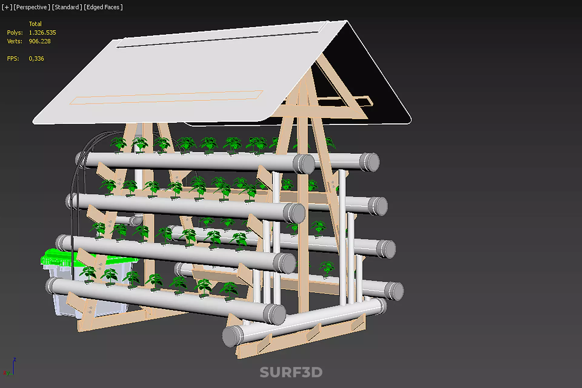 VERTICAL HYDROPONIC SOILLESS POT PLANT GROW WATER TANK RESERVOIR 3D model_34