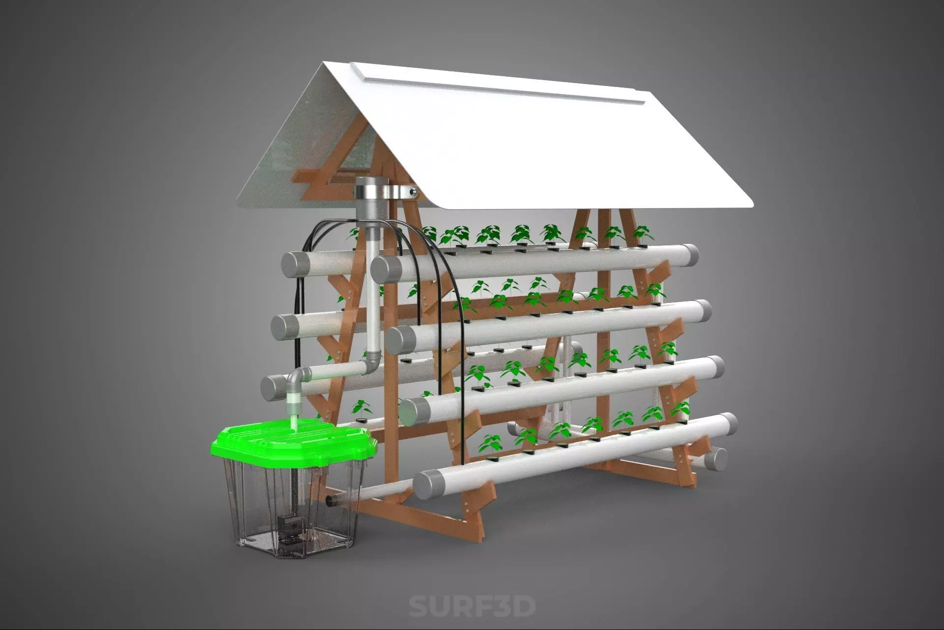 VERTICAL HYDROPONIC SOILLESS POT PLANT GROW WATER TANK RESERVOIR 3D model_10