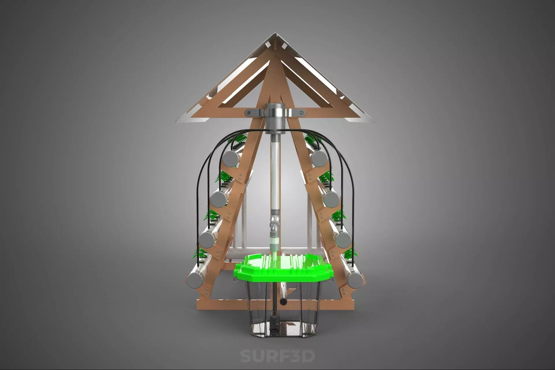 VERTICAL HYDROPONIC SOILLESS POT PLANT GROW WATER TANK RESERVOIR 3D model_9