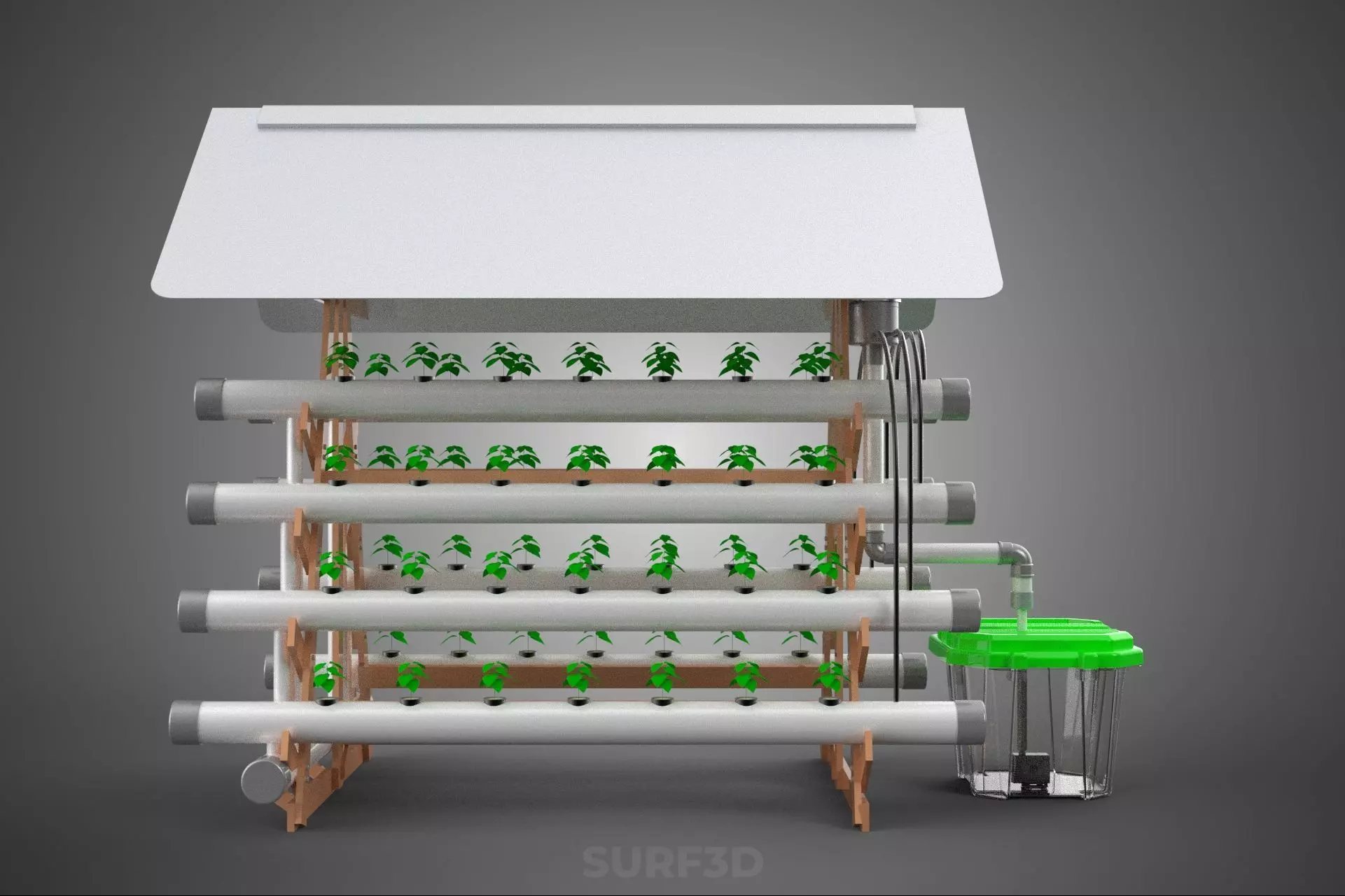 VERTICAL HYDROPONIC SOILLESS POT PLANT GROW WATER TANK RESERVOIR 3D model_28