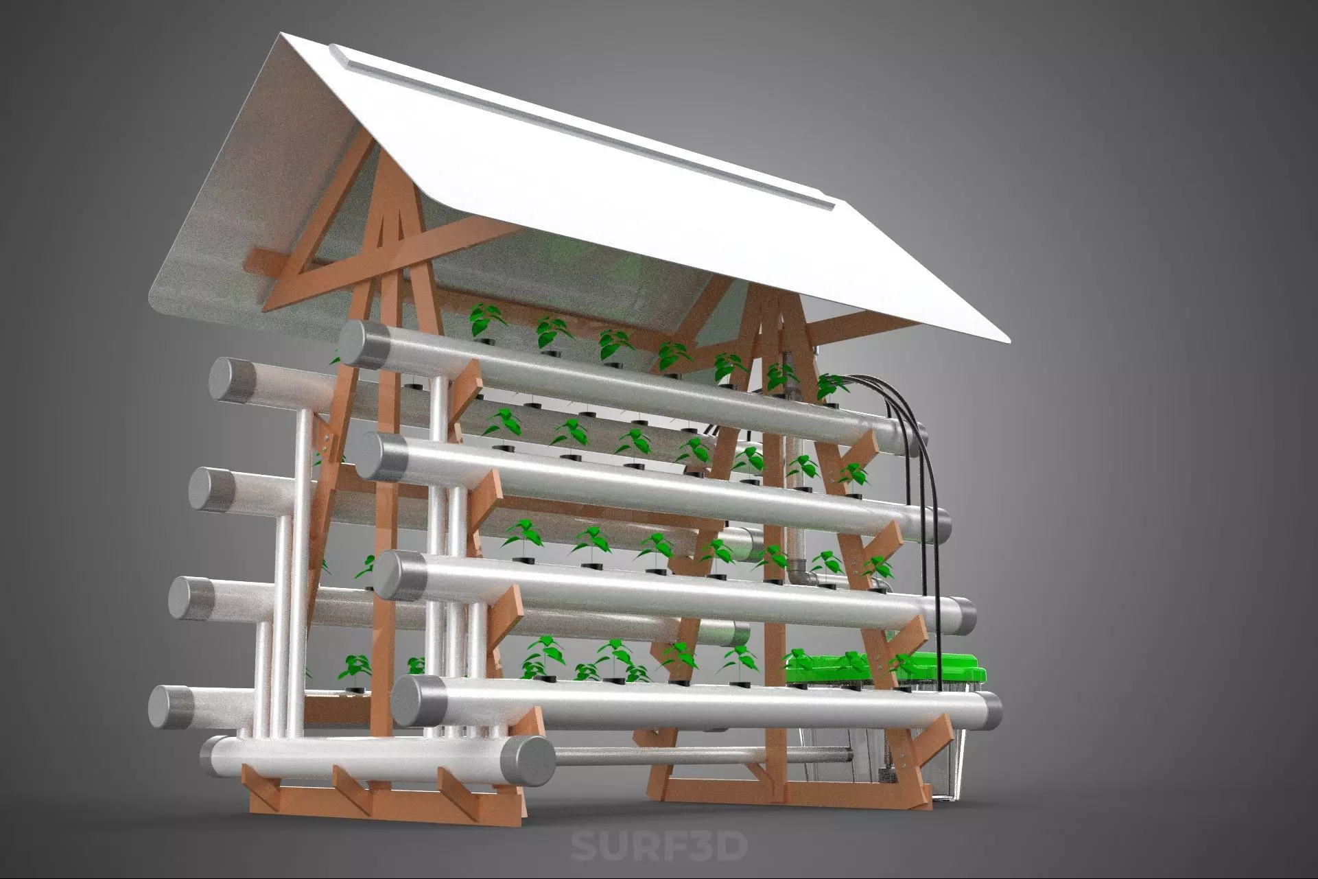 VERTICAL HYDROPONIC SOILLESS POT PLANT GROW WATER TANK RESERVOIR 3D model_22