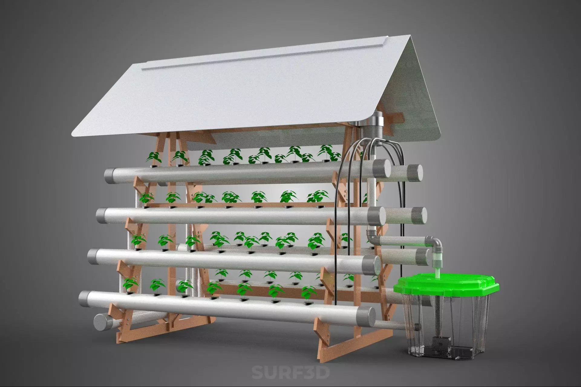 VERTICAL HYDROPONIC SOILLESS POT PLANT GROW WATER TANK RESERVOIR 3D model_29