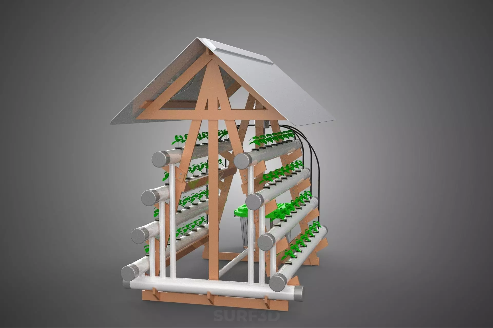 VERTICAL HYDROPONIC SOILLESS POT PLANT GROW WATER TANK RESERVOIR 3D model_32