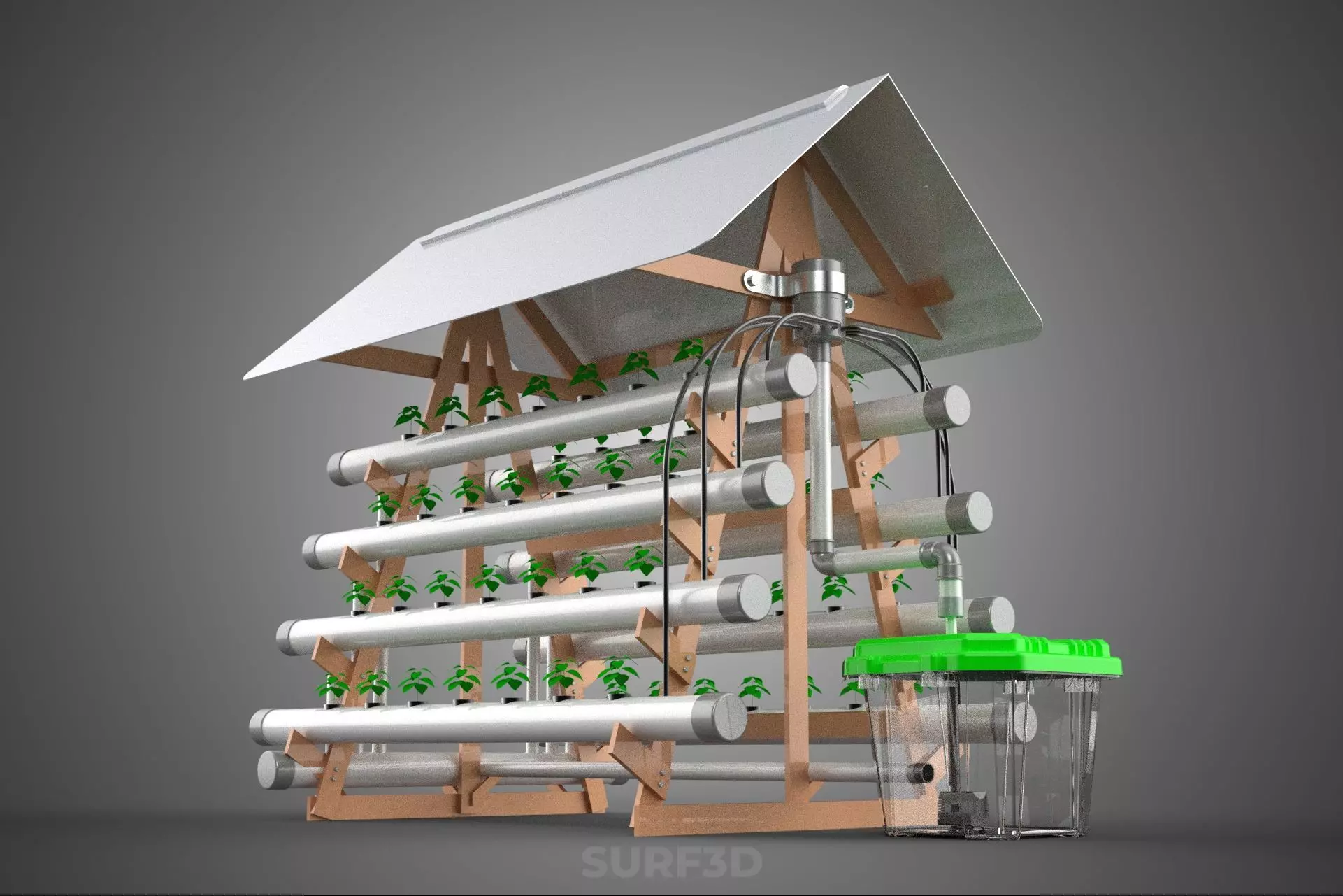 VERTICAL HYDROPONIC SOILLESS POT PLANT GROW WATER TANK RESERVOIR 3D model_24