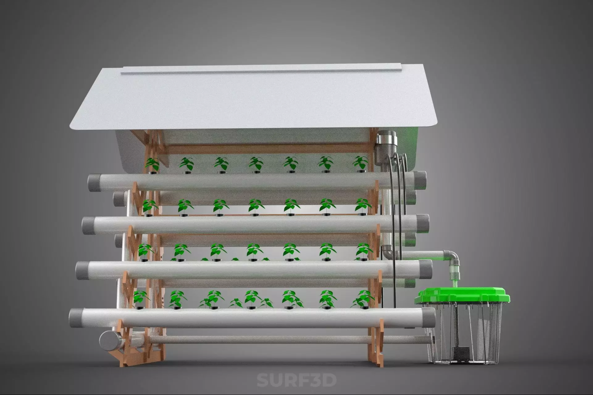 VERTICAL HYDROPONIC SOILLESS POT PLANT GROW WATER TANK RESERVOIR 3D model_23