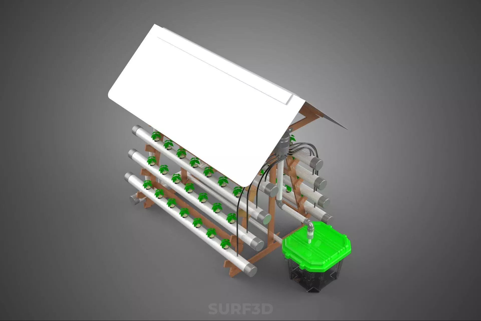 VERTICAL HYDROPONIC SOILLESS POT PLANT GROW WATER TANK RESERVOIR 3D model_8