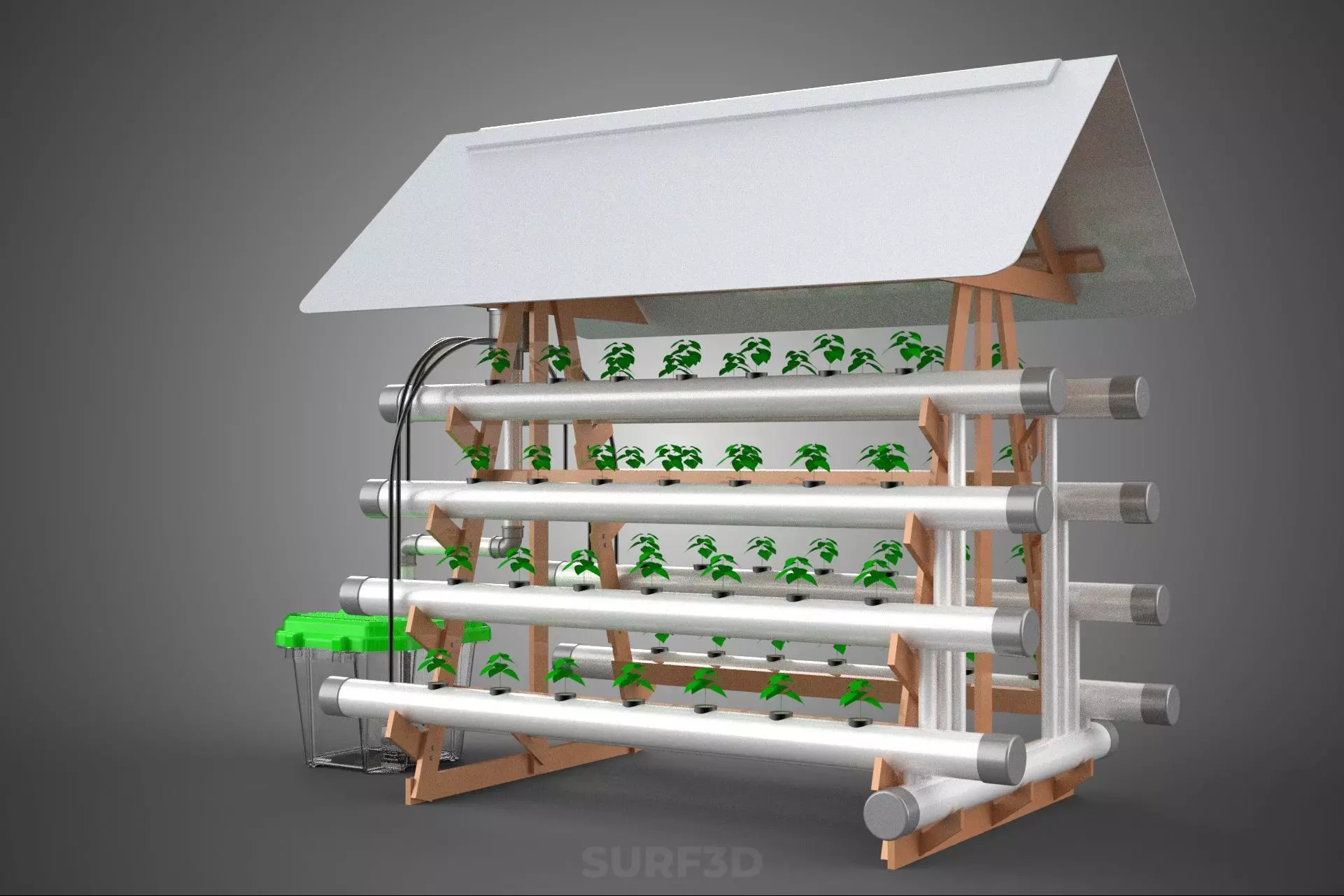 VERTICAL HYDROPONIC SOILLESS POT PLANT GROW WATER TANK RESERVOIR 3D model_30