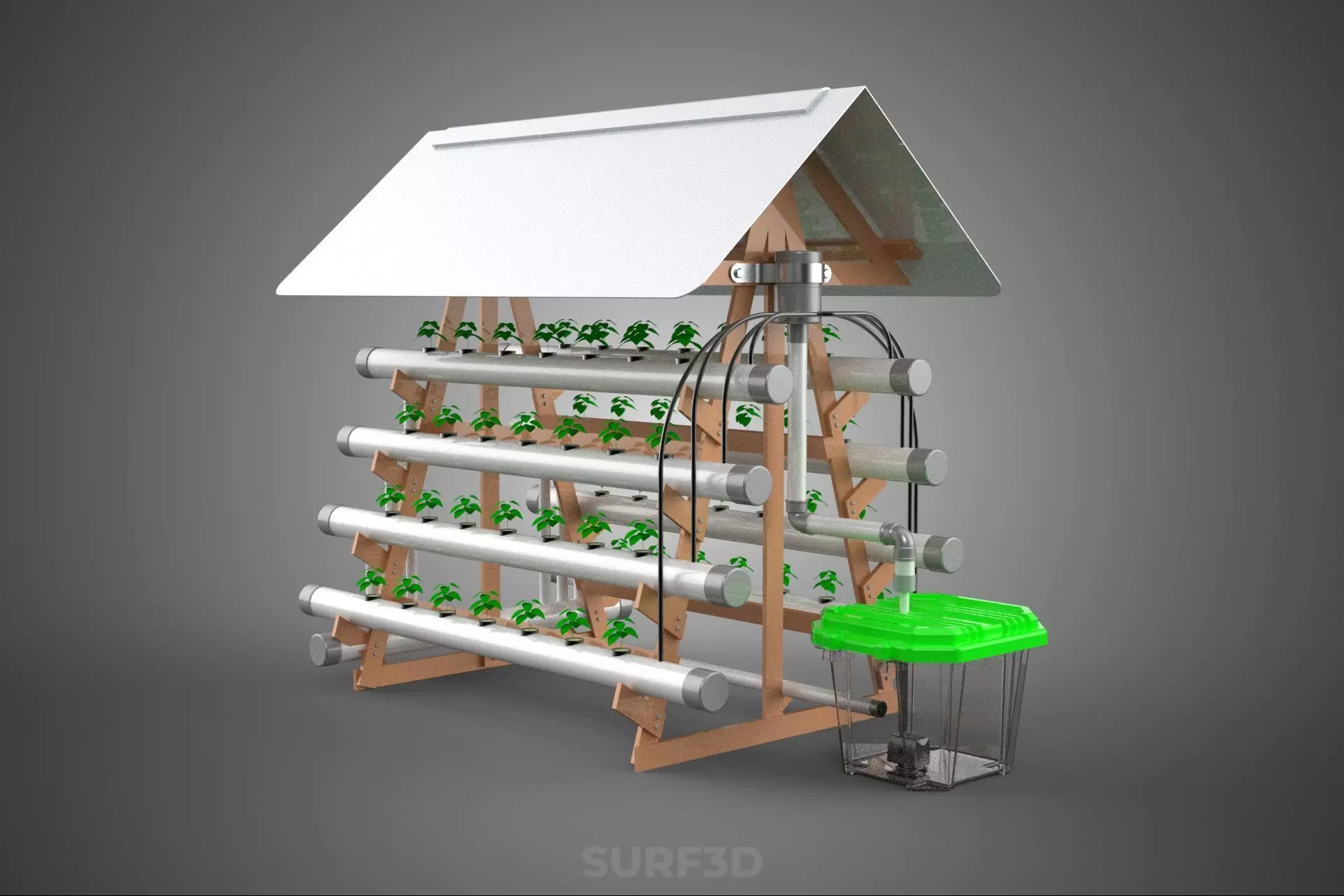 VERTICAL HYDROPONIC SOILLESS POT PLANT GROW WATER TANK RESERVOIR 3D model_16