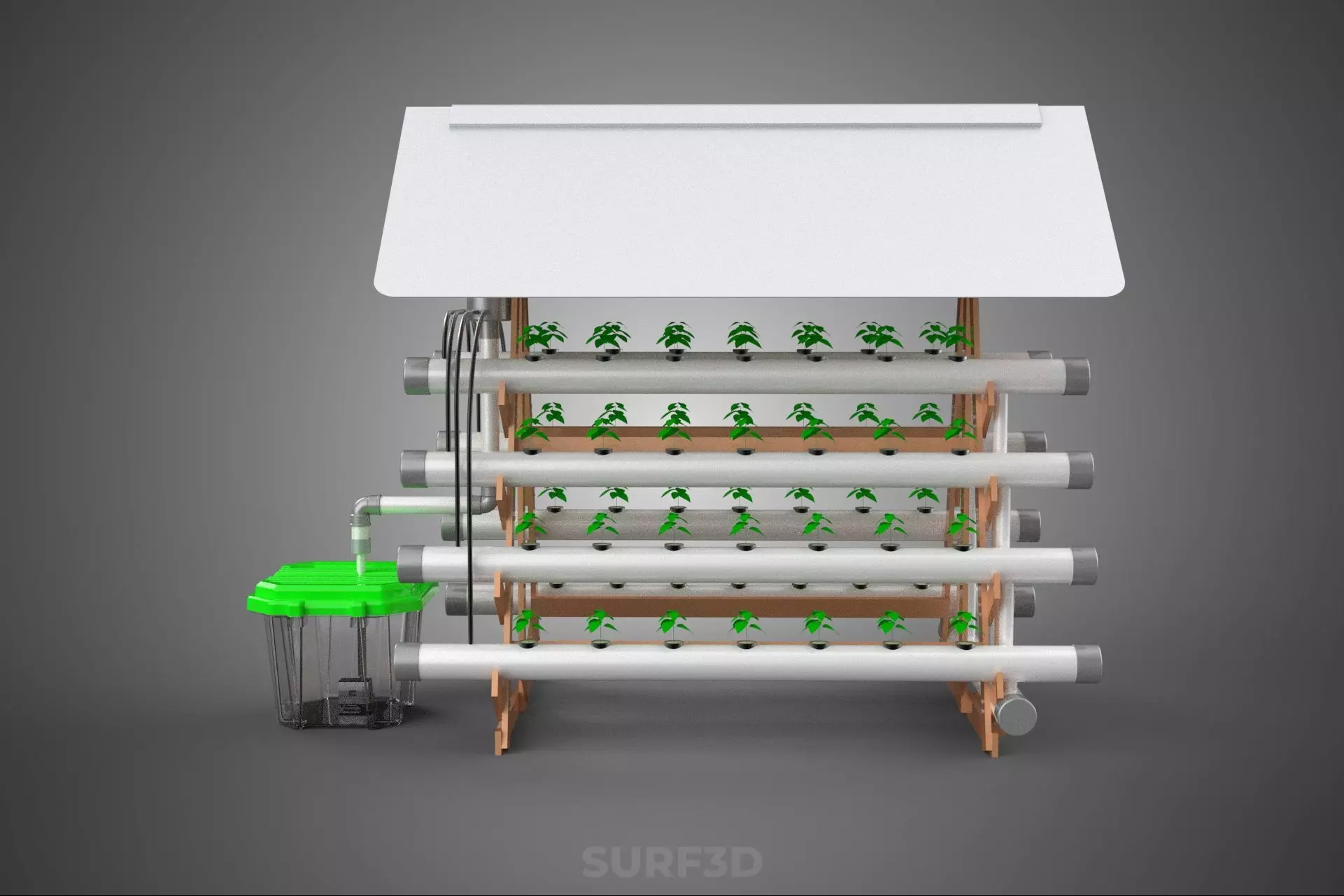 VERTICAL HYDROPONIC SOILLESS POT PLANT GROW WATER TANK RESERVOIR 3D model_11