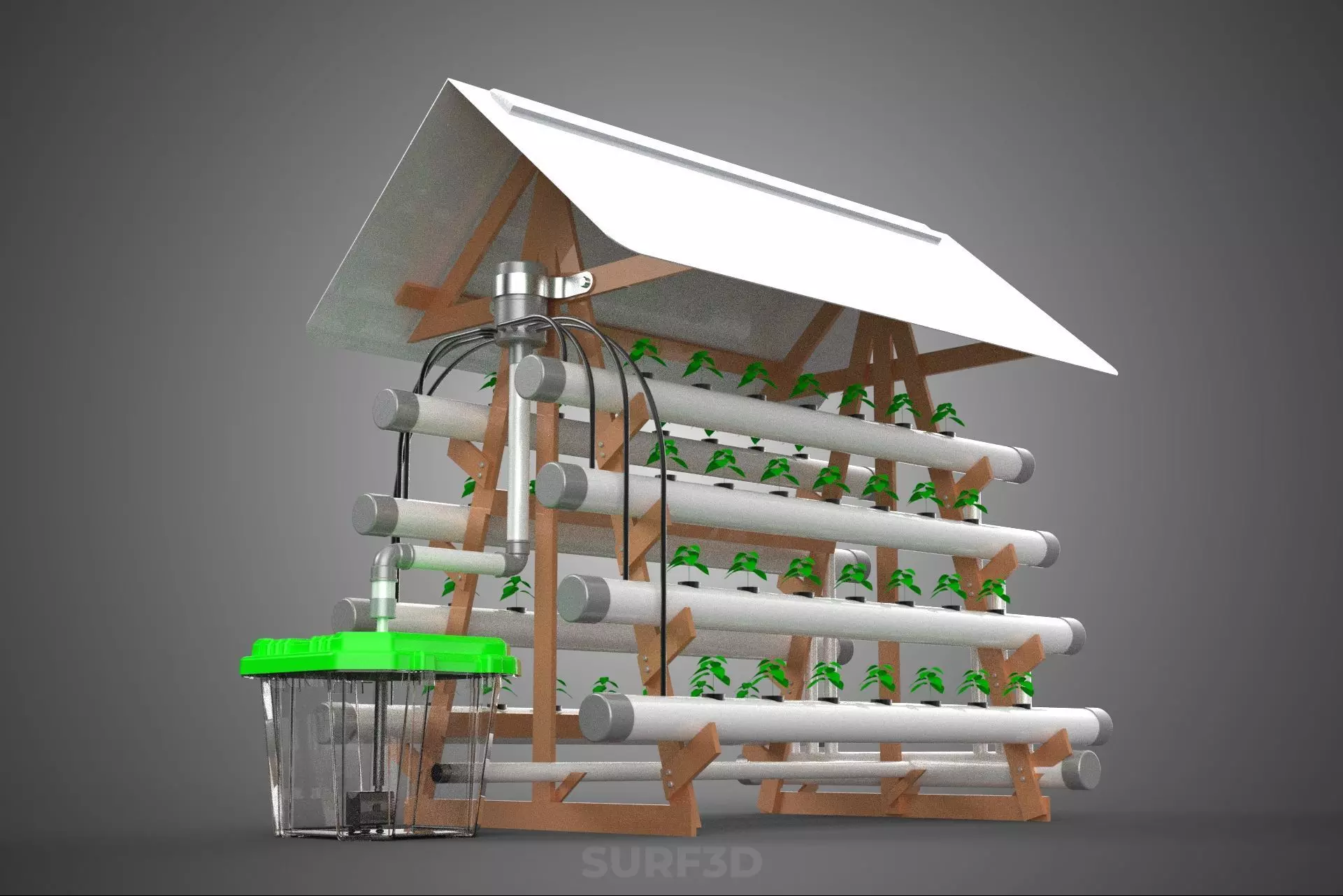 VERTICAL HYDROPONIC SOILLESS POT PLANT GROW WATER TANK RESERVOIR 3D model_18