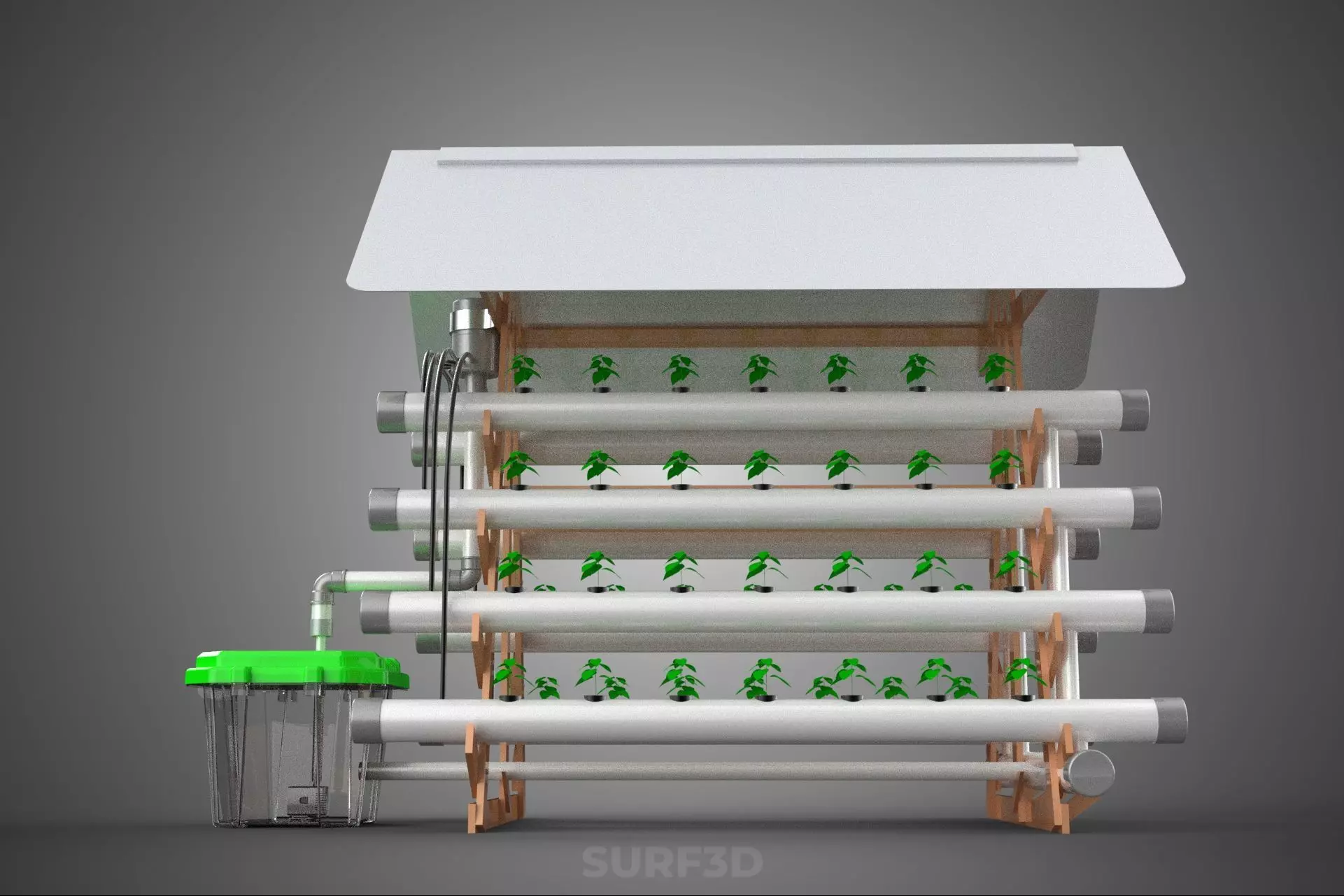 VERTICAL HYDROPONIC SOILLESS POT PLANT GROW WATER TANK RESERVOIR 3D model_19