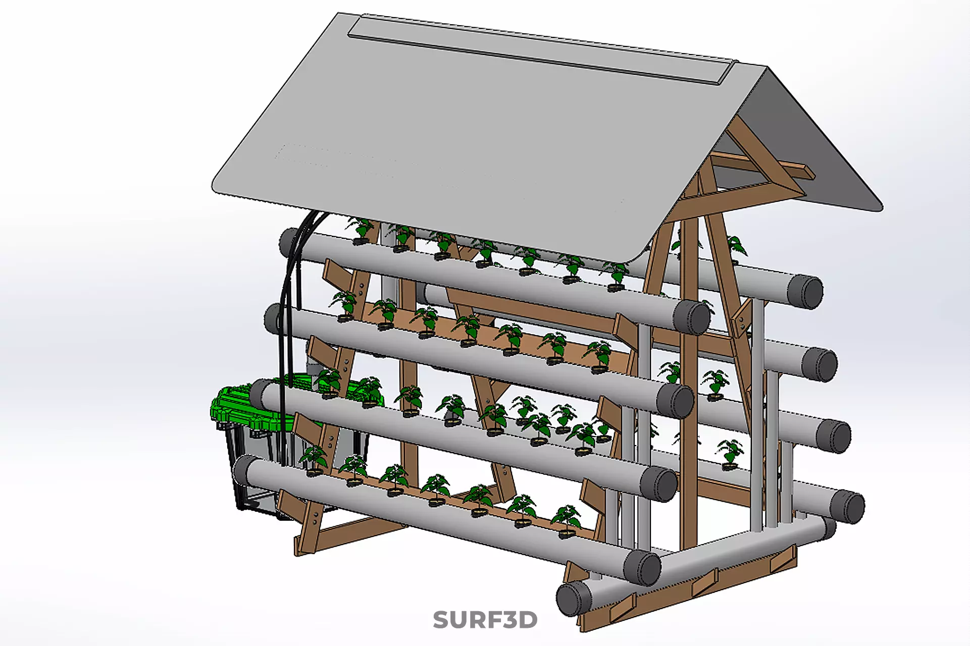 VERTICAL HYDROPONIC SOILLESS POT PLANT GROW WATER TANK RESERVOIR 3D model_36