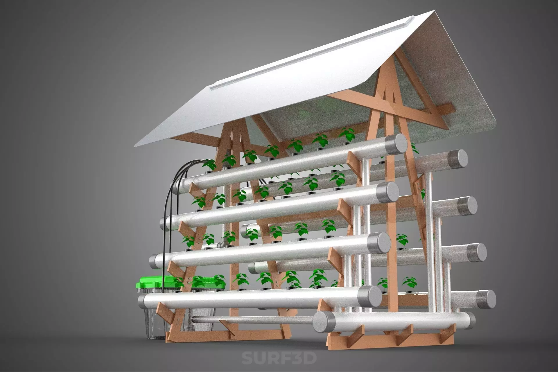 VERTICAL HYDROPONIC SOILLESS POT PLANT GROW WATER TANK RESERVOIR 3D model_20