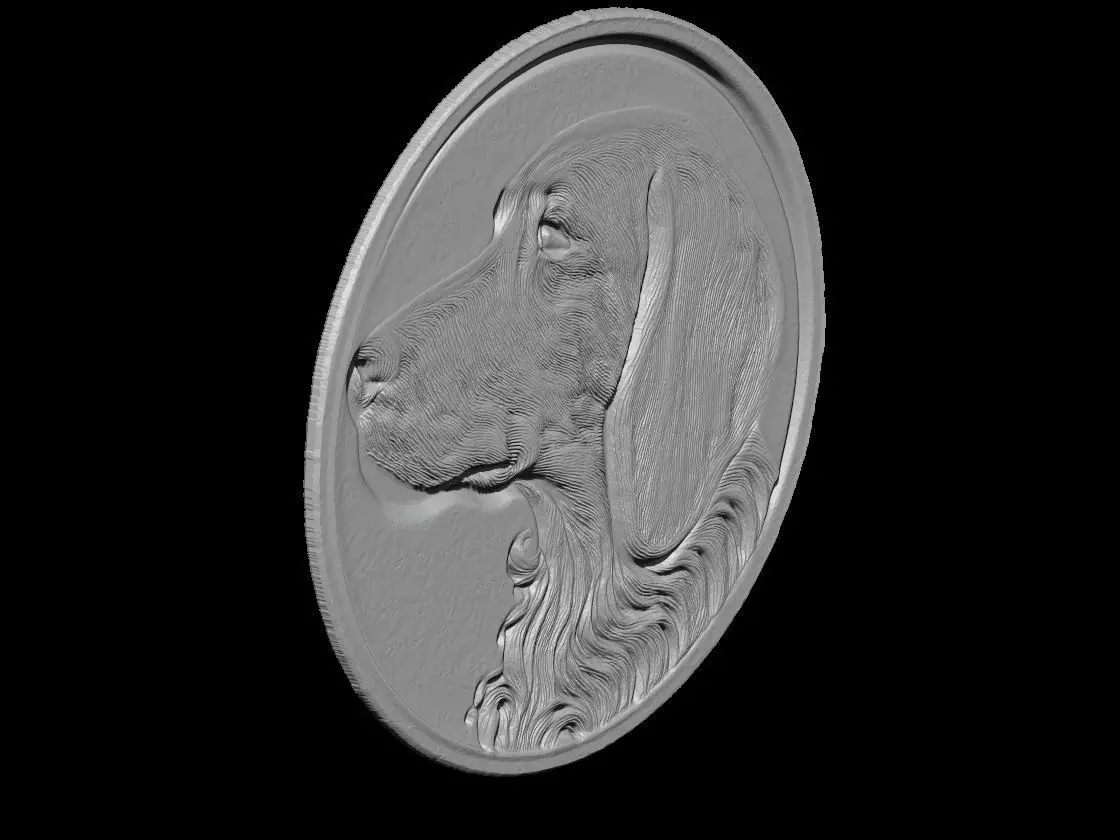 Dog Portrait Relief Medallion Sculpture 3D print model_3