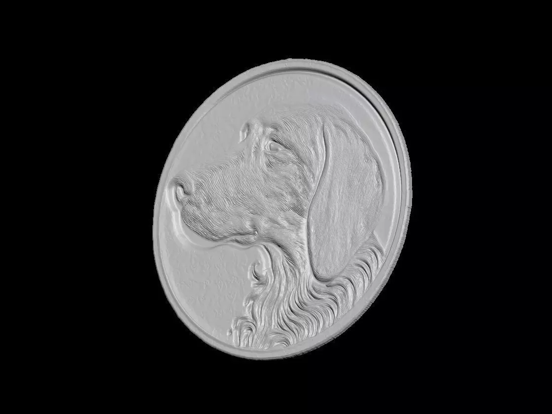 Dog Portrait Relief Medallion Sculpture 3D print model_2