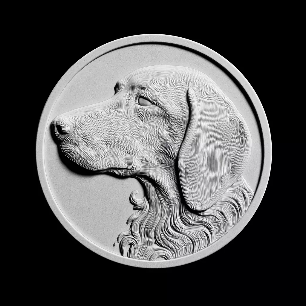 Dog Portrait Relief Medallion Sculpture 3D print model_0