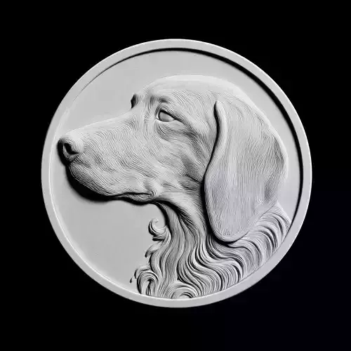 Dog Portrait Relief Medallion Sculpture