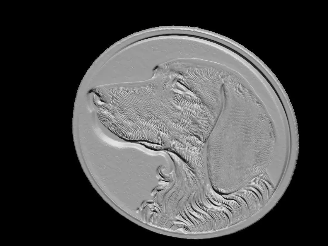 Dog Portrait Relief Medallion Sculpture 3D print model_5
