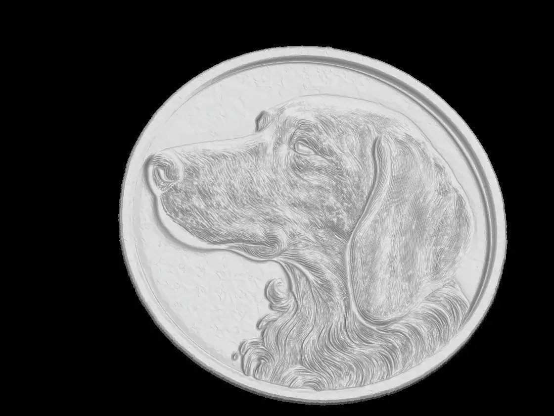 Dog Portrait Relief Medallion Sculpture 3D print model_4