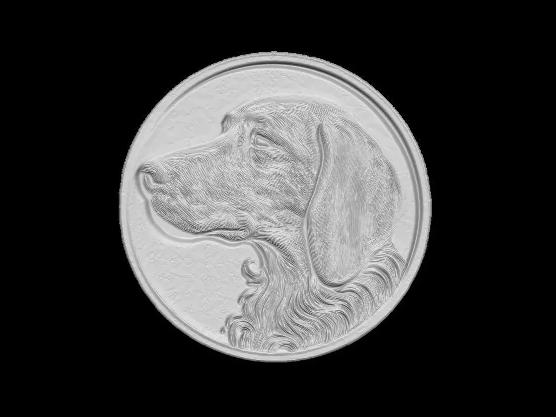 Dog Portrait Relief Medallion Sculpture 3D print model_1