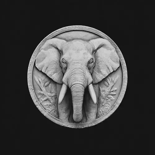  Elephant Portrait Relief Medallion Sculpture