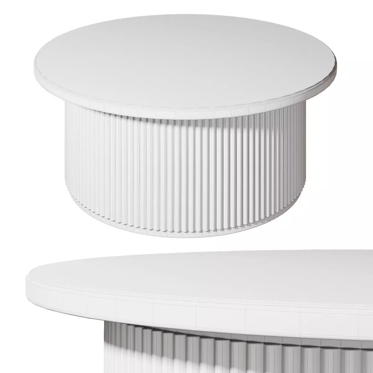 Marbled Wood Round Coffee Table 3D model_6