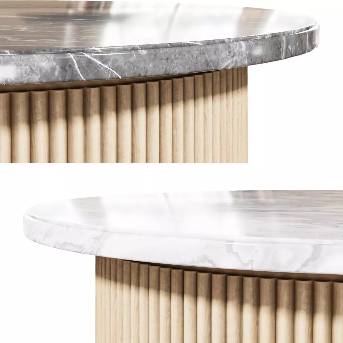Marbled Wood Round Coffee Table 3D model_5