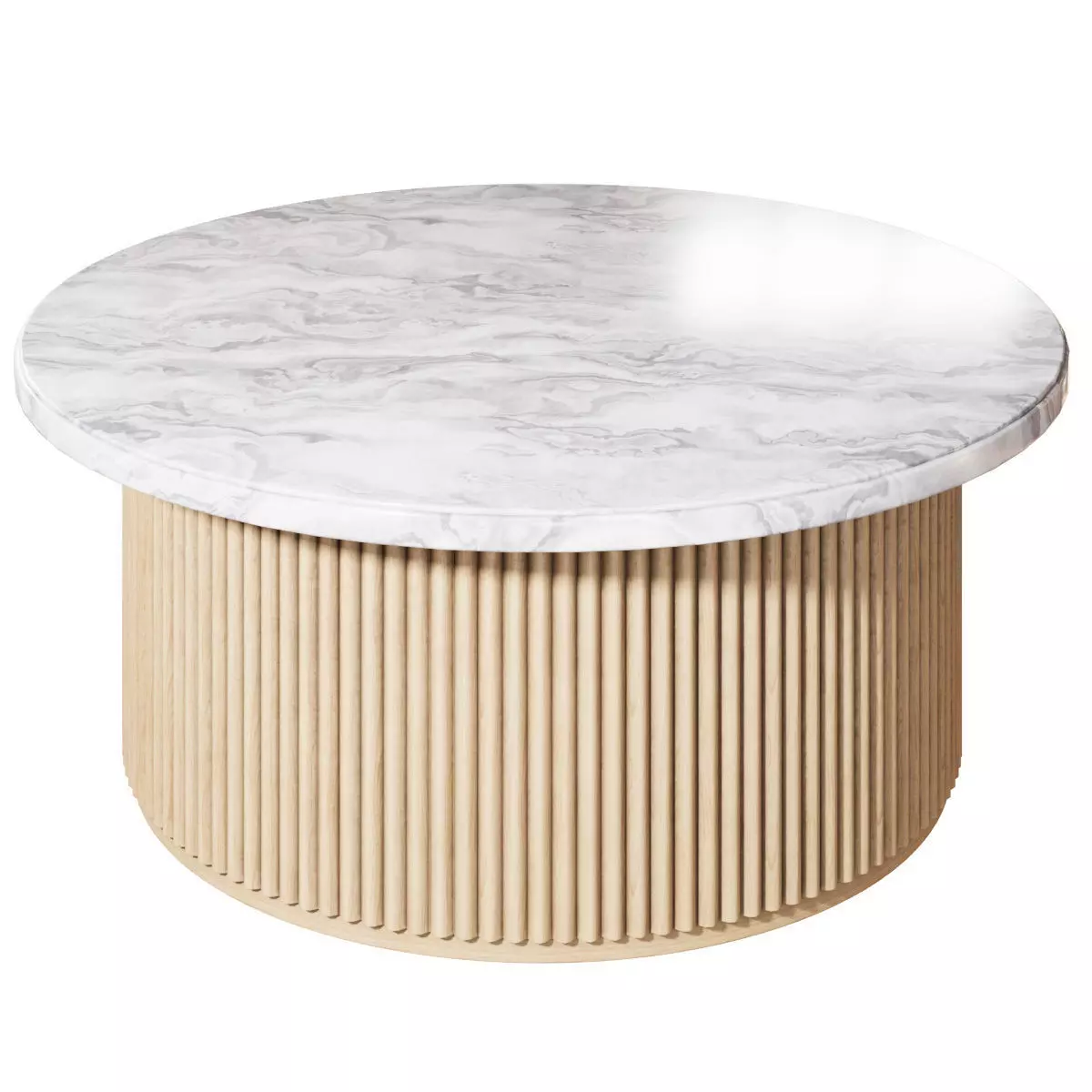Marbled Wood Round Coffee Table 3D model_3