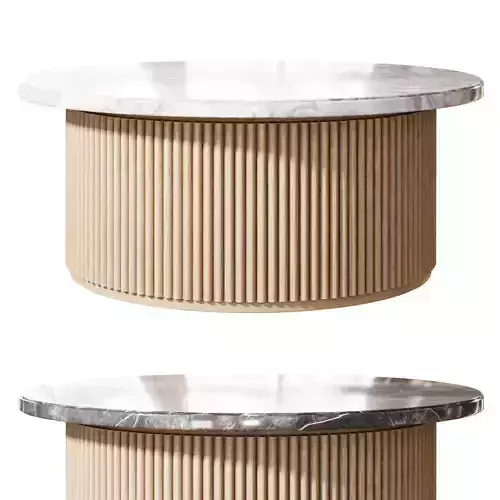 Marbled Wood Round Coffee Table