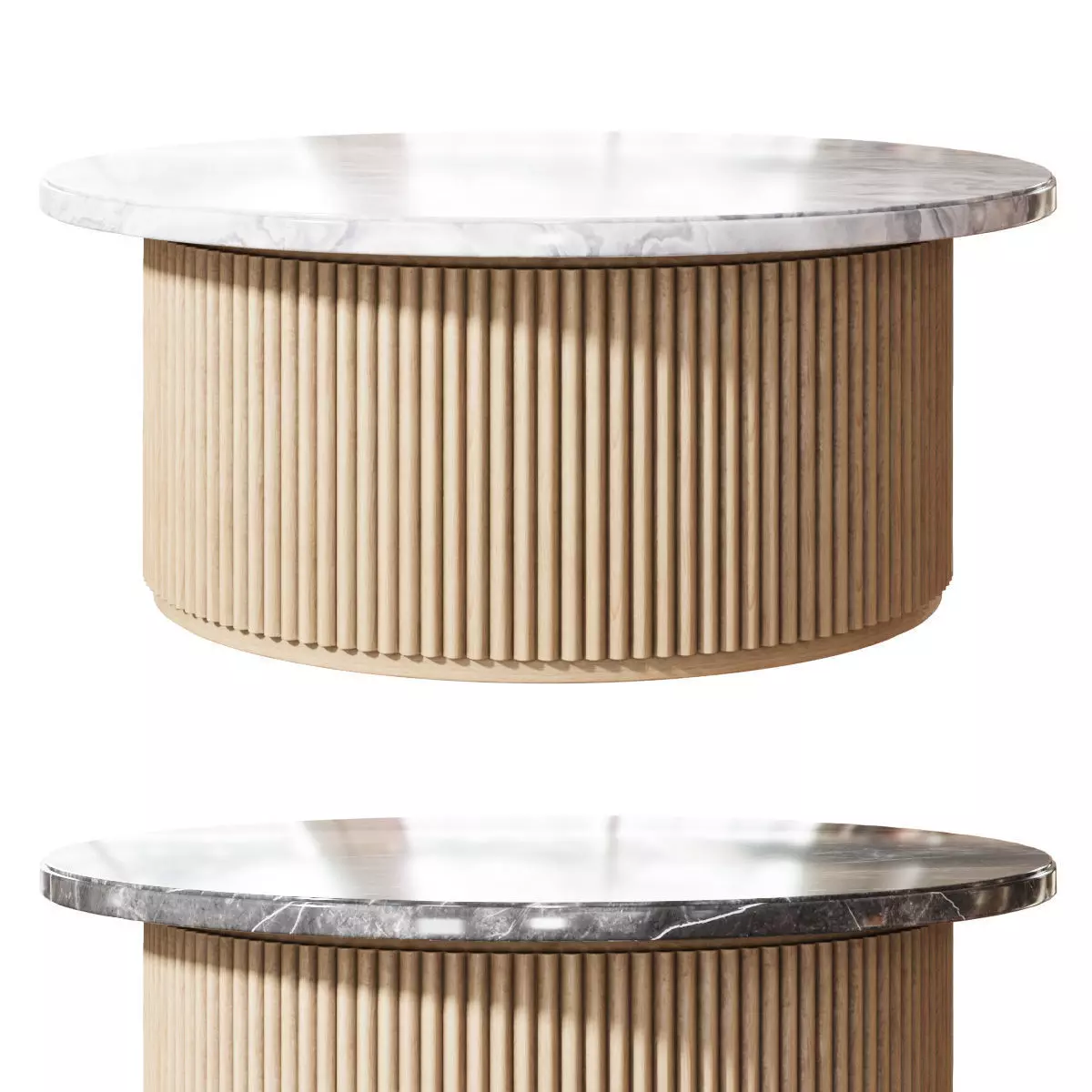 Marbled Wood Round Coffee Table 3D model_0