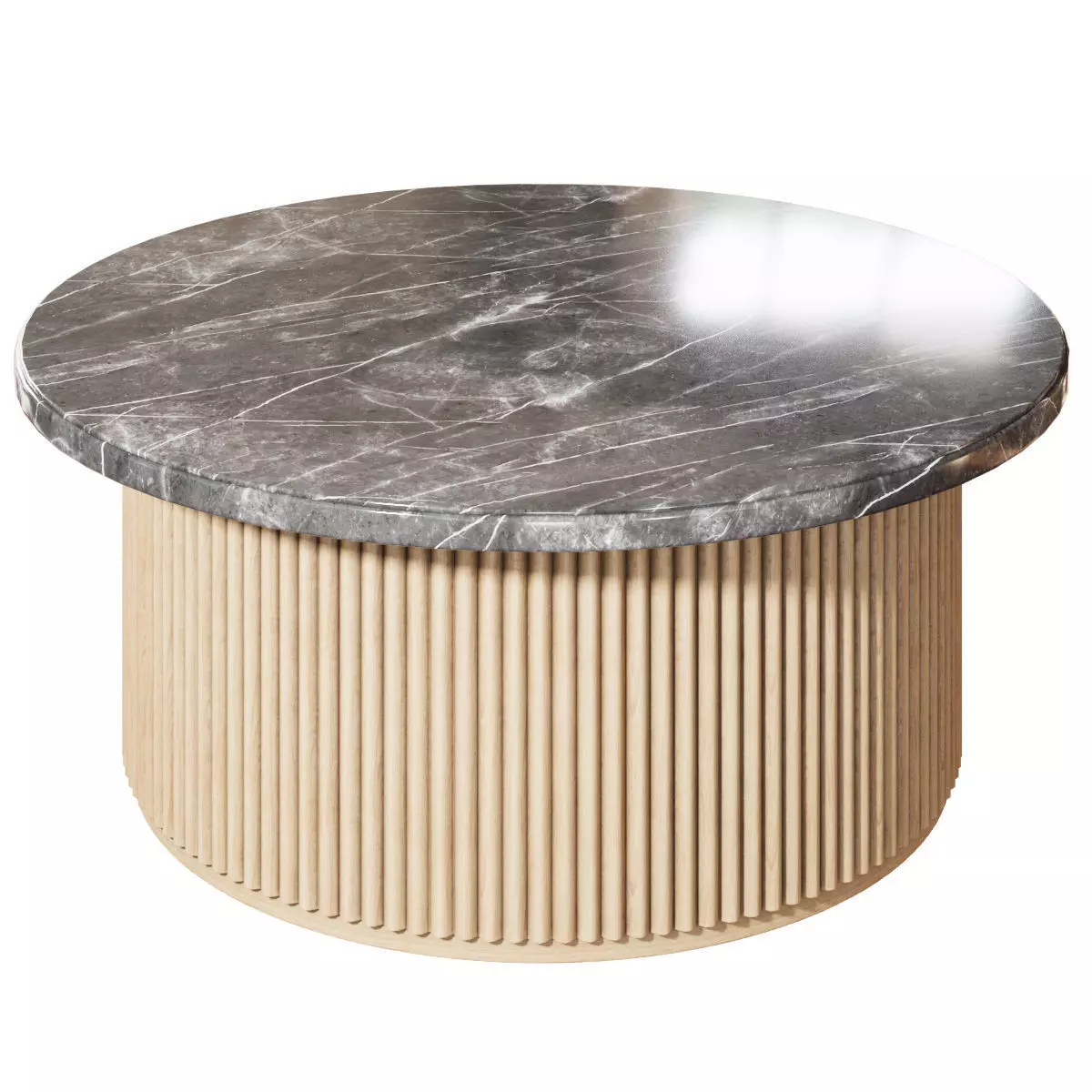 Marbled Wood Round Coffee Table 3D model_4