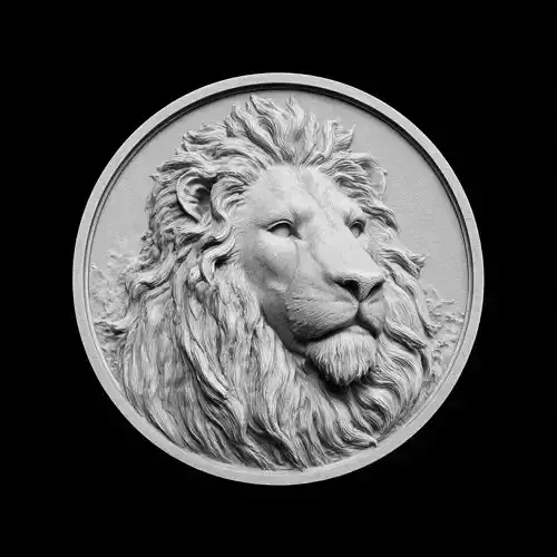 Majestic Lion Head Medallion Sculpture Relief