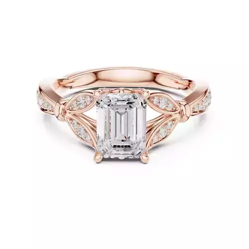 Designer Shank Emerald Cut Diamond Wedding Ring 3DM STL Video