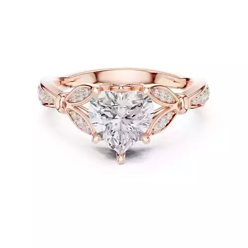 Heart Cut Diamond Ring with Round Diamond Shank 3DM STL Video