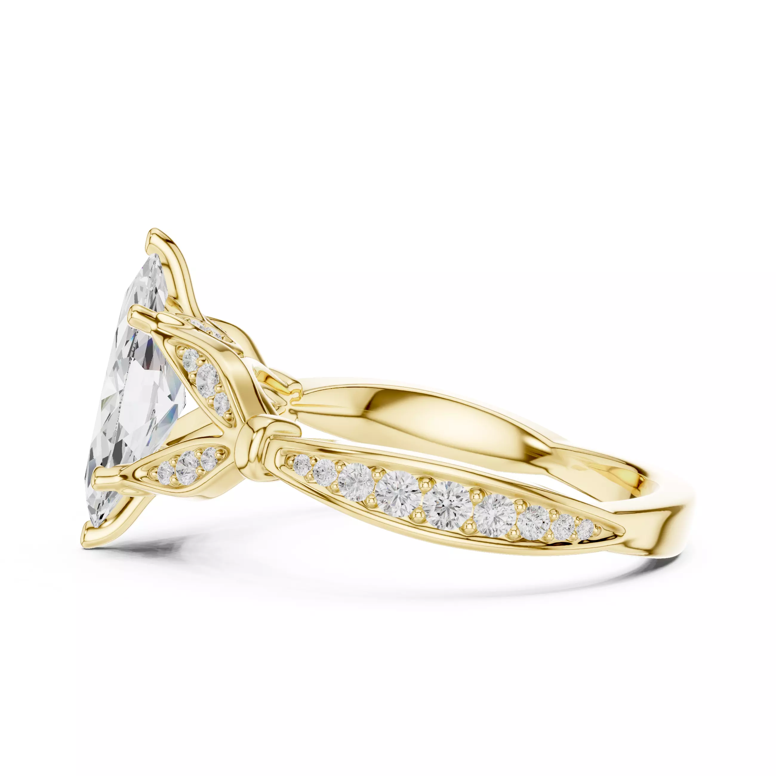 12x6mm Marquise Cut Diamond Engagement Ring 3DM STL Video 3D print model_8