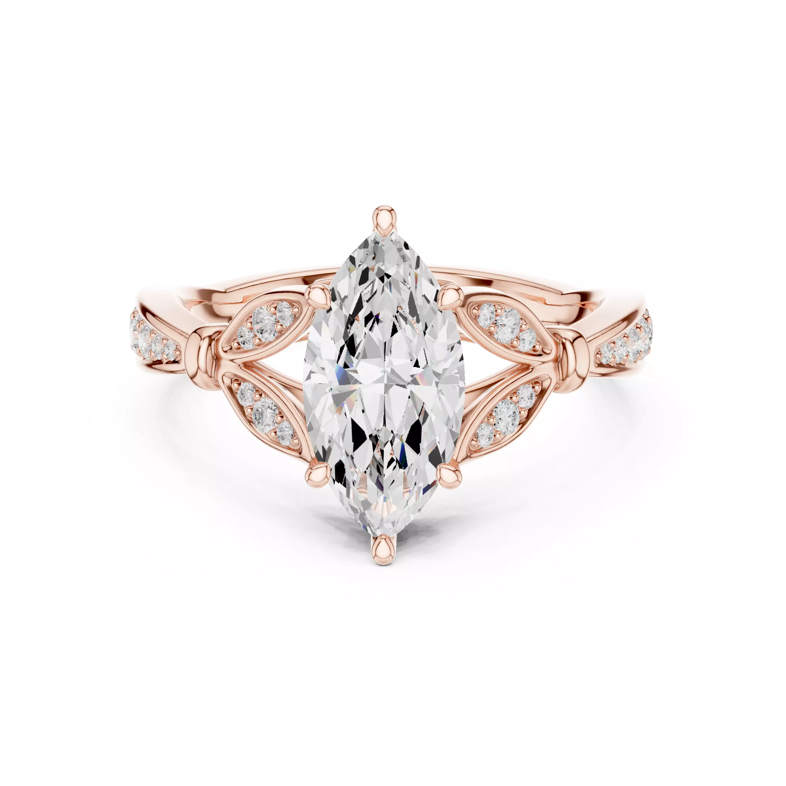 12x6mm Marquise Cut Diamond Engagement Ring 3DM STL Video 3D print model_0