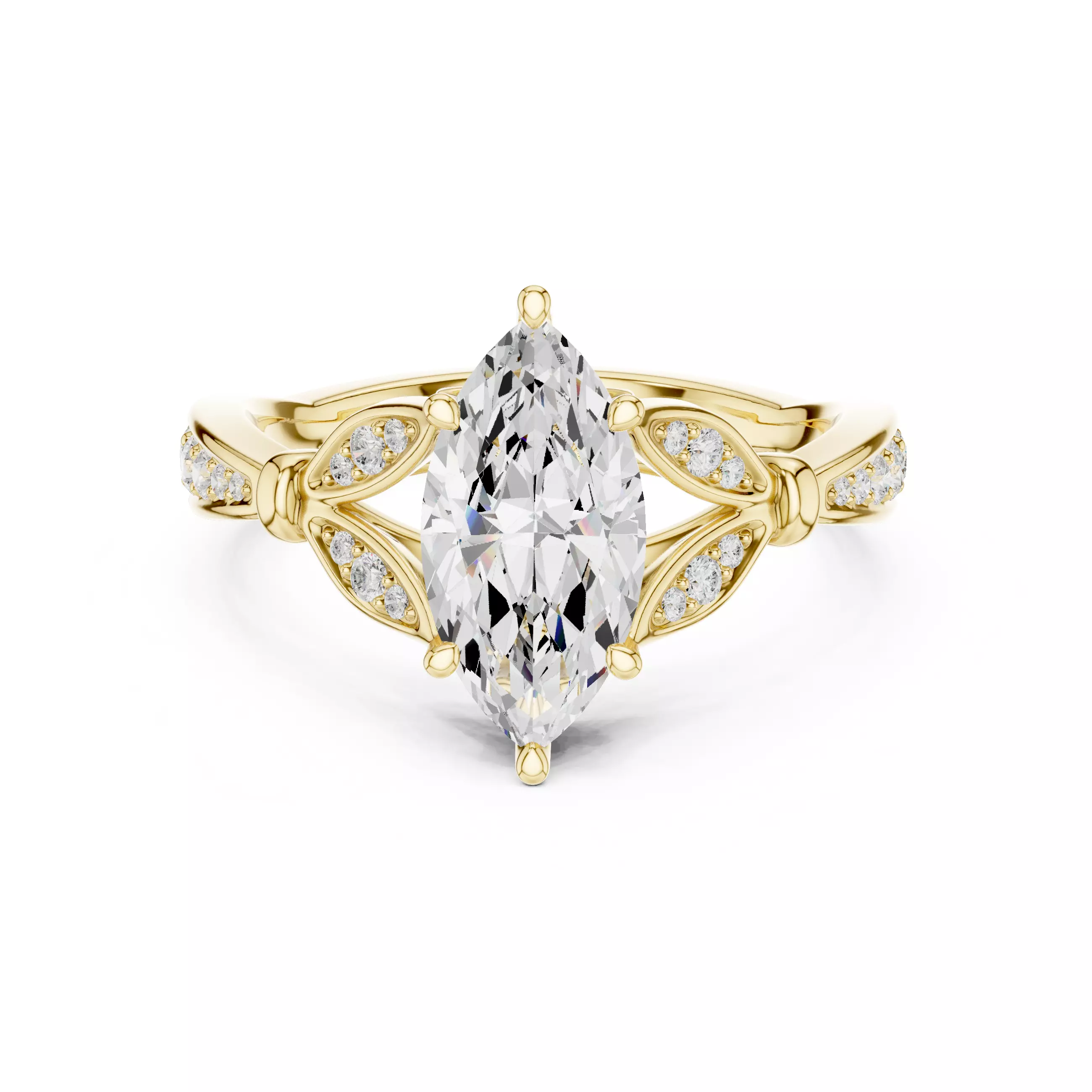 12x6mm Marquise Cut Diamond Engagement Ring 3DM STL Video 3D print model_1