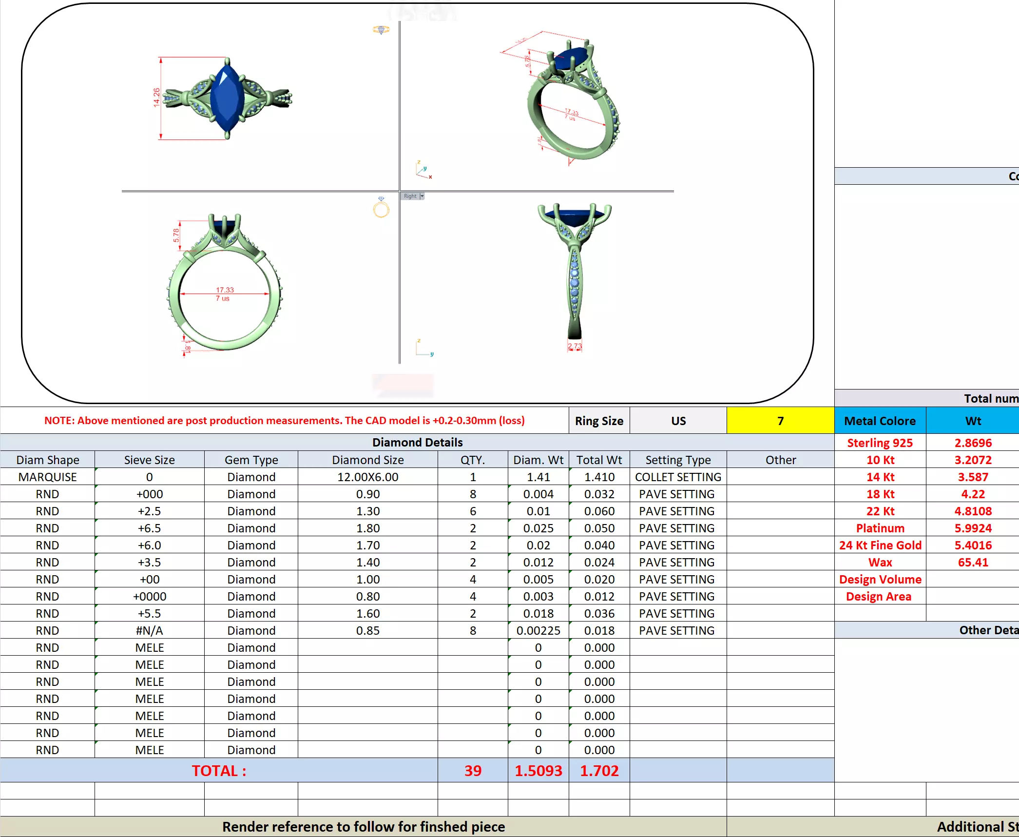12x6mm Marquise Cut Diamond Engagement Ring 3DM STL Video 3D print model_16