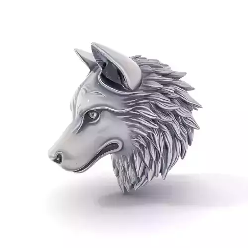 Silver Wolf Head Sculpture model pack