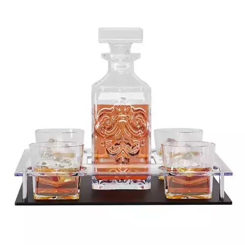 N12 3D Model Crystal Whiskey Set with Tray
