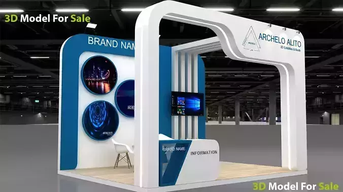 3d booth stand Low-poly 3D model