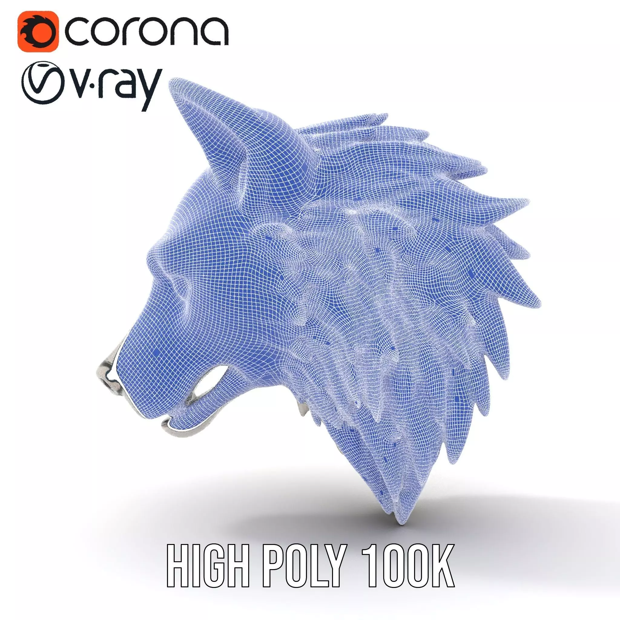 Silver Wolf Head Sculpture model pack Low-poly 3D model_33
